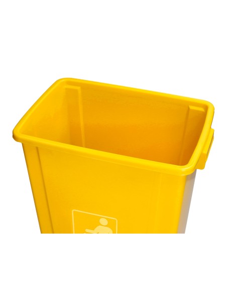 Papelera contenedor q-connect plastico con tapa de balancin 58 litros amarillo 470x330x760 mm