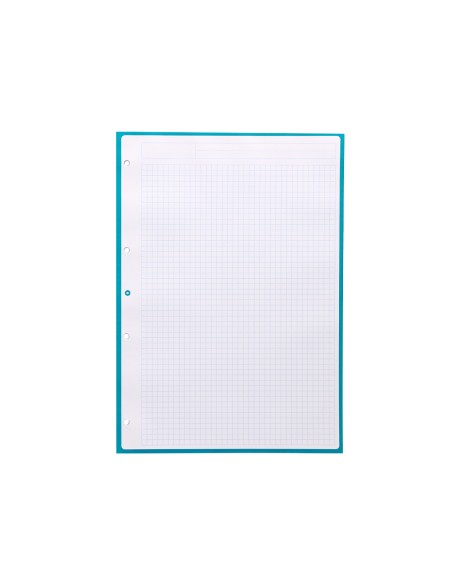 Recambio antartik a4 80 hojas 90gr cuadro 5mm 4 taladros 1 banda con marco color turquesa