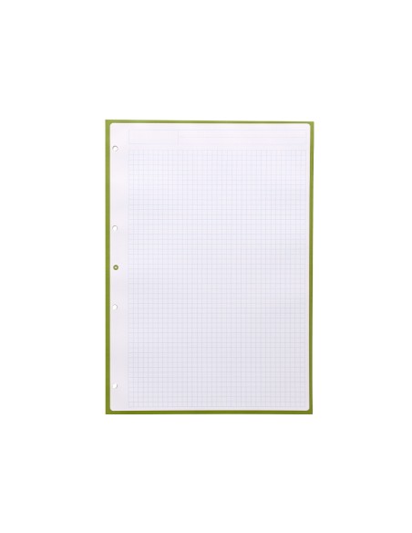 Recambio antartik a4 80 hojas 90gr cuadro 5mm 4 taladros 1 banda con marco color verde