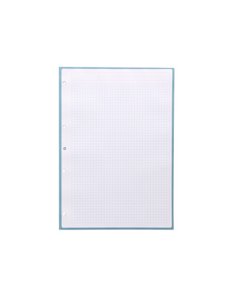 Recambio antartik a4 80 hojas 90gr cuadro 5mm 4 taladros 1 banda con marco color celeste