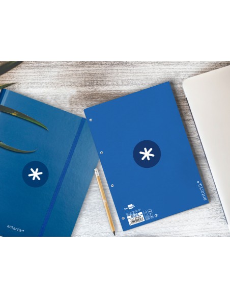 Recambio a4 antartik 80 hojas 90g/m2 cuadro 5mm 4 taladros 1 banda con marco color azul oscuro