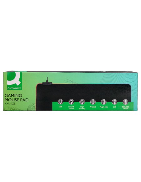 Alfombrilla para raton q-connect xxl iluminacion led conexion usb color negro 800x300x4 mm