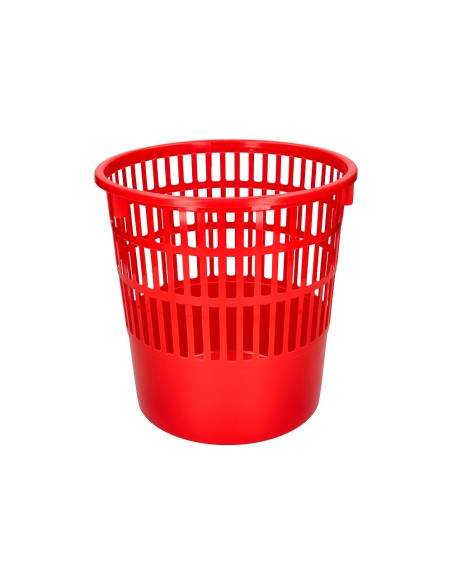 Papelera plastico q-connect 15 litros rejilla color rojo 285x290 mm