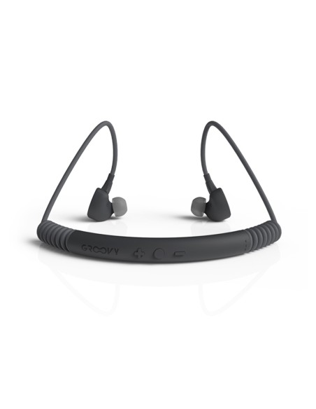 Auriculares groovy sport bluetooth neckband con microfono color gris oscuro