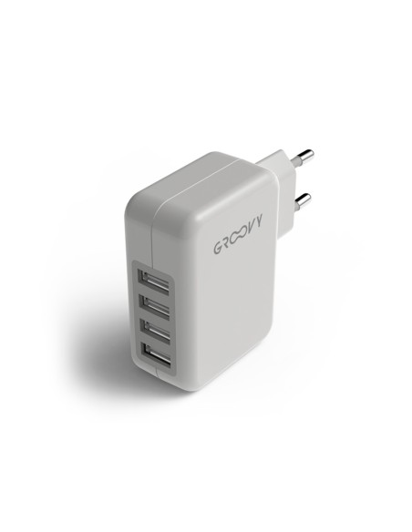 Cargador de pared groovy 2 usb + 2 usb-c 4.8a color blanco