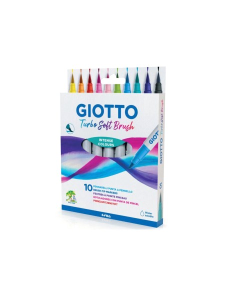 Rotulador giotto turbo soft brush punta de pincel caja de 10 unidades colores surtidos