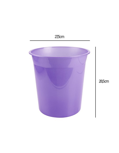 Papelera plastico liderpapel lavanda translucido 13 litros 275x285 mm