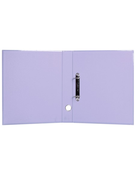Carpeta de 2 anillas 25 mm mixtas liderpapel a4 forrado color system con ollao y tarjetero lavanda