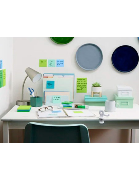 Bloc de notas adhesivas quita y pon post-it super sticky oasis 76x127 mm 90 hojas 100% pefc pack de 5 unidades