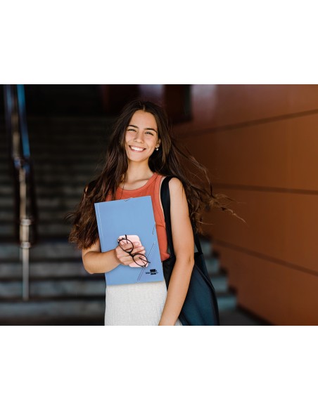 Carpeta liderpapel gomas folio 3 solapas carton plastificado colores pasteles surtidos