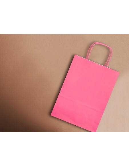 Bolsa papel q-connect celulosa rosa s con asa retorcida 240x320x100 mm