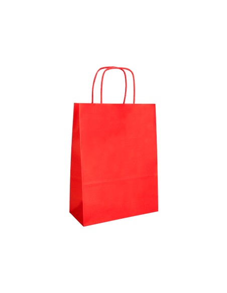 Bolsa papel q-connect celulosa rojo s con asa retorcida 240x320x100 mm