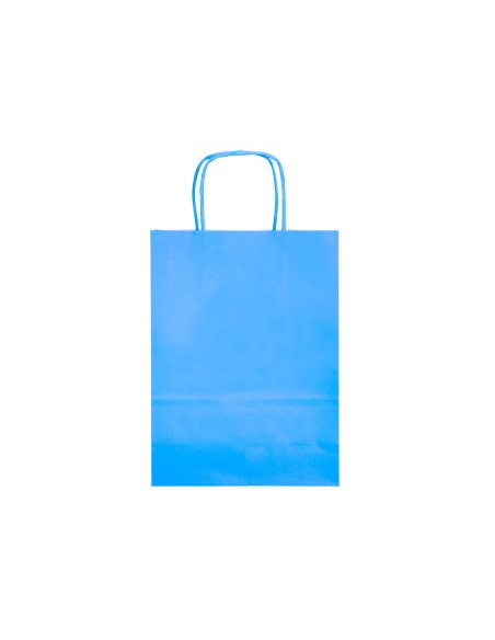 Bolsa papel q-connect celulosa celeste xs con asa retorcida 180x240x80 mm