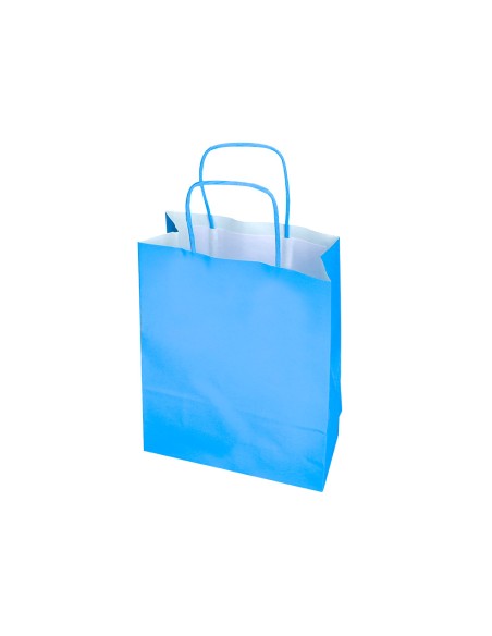 Bolsa papel q-connect celulosa celeste xs con asa retorcida 180x240x80 mm