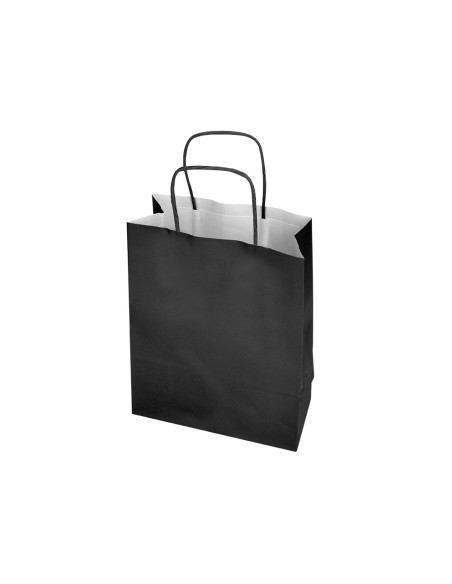 Bolsa papel q-connect celulosa negro xs con asa retorcida 180x240x80 mm