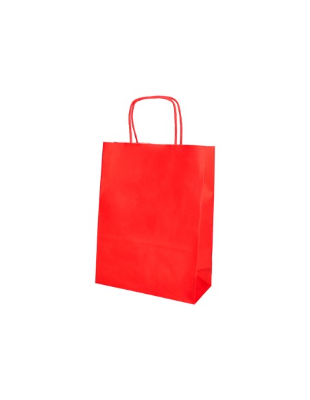 Bolsa papel q-connect celulosa rojo xs con asa retorcida 180x240x80 mm