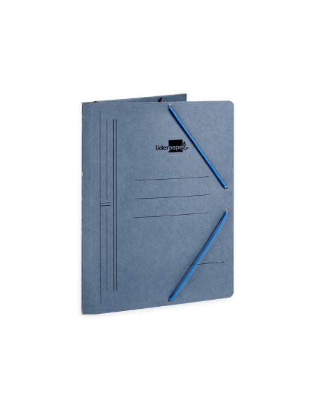 Carpeta liderpapel gomas folio 3 solapas carton pintado azul 410 g/m2