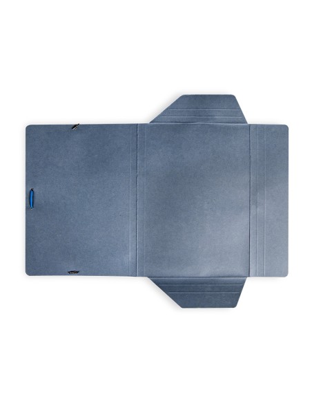 Carpeta liderpapel gomas folio 3 solapas carton pintado azul 410 g/m2