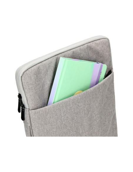 Funda para portatil q-connect 13,3\" con asa 1 bolsillo exterior con cremallera color gris 350x250x25 mm