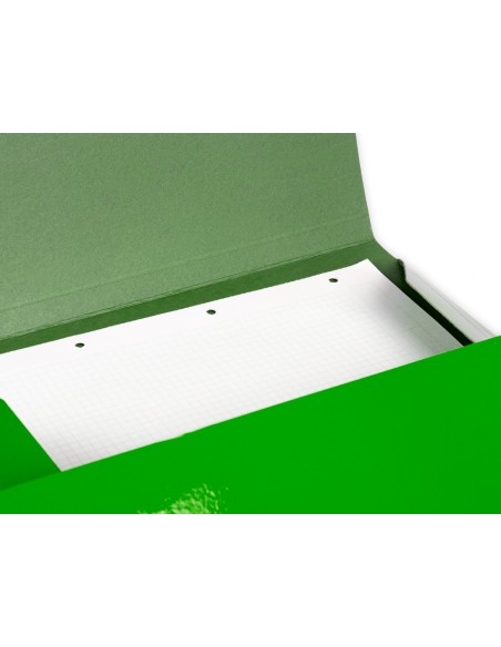 Carpeta liderpapel gomas folio 3 solapas carton plastificado color verde