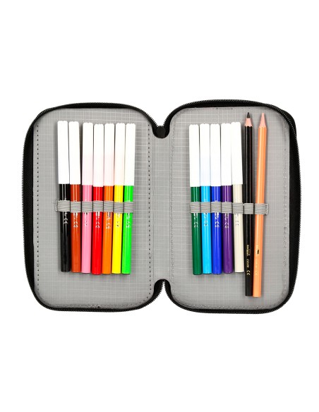 Plumier escolar antartik doble cremallera color rojo 28 piezas