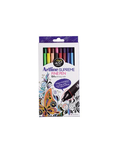 Rotulador artline supreme epfs200 fine liner punta de fibra 0,4 mm bolsa 20 unidades colores surtidos