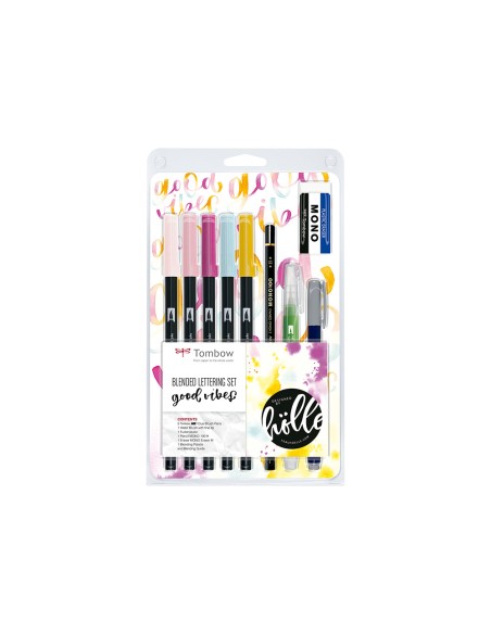 Set blended lettering tombow good vibes 9 piezas