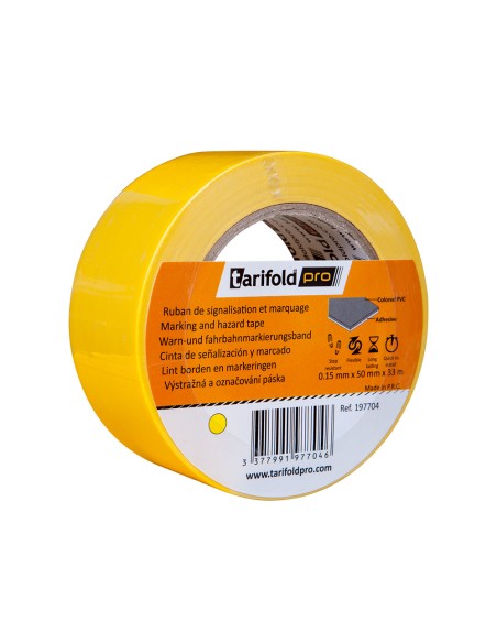 Cinta adhesiva djois para marcaje y señalizacion de suelo 33 m x 50 mm color amarillo