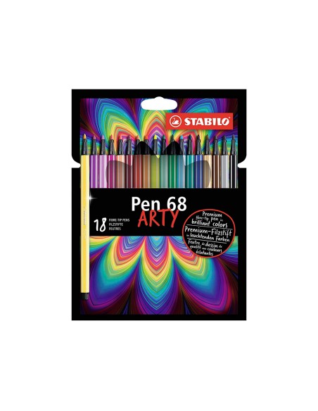 Rotulador stabilo acuarelable pen 68 estuche carton de 18 unidades colores surtidos