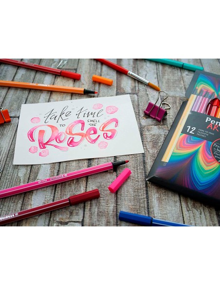 Rotulador stabilo acuarelable pen 68 estuche carton de 18 unidades colores surtidos