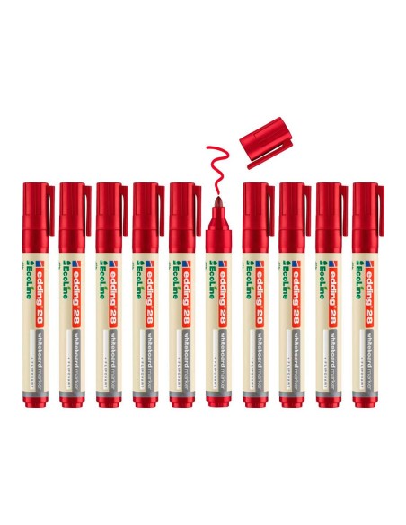 Rotulador edding 28 para pizarra blanca ecoline 90% reciclado color rojo punta redonda 1,5-3 mm recargable