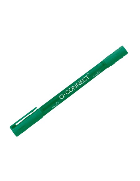 Rotulador q-connect marcador permanente doble punta color verde 0,4 mm y 1 mm