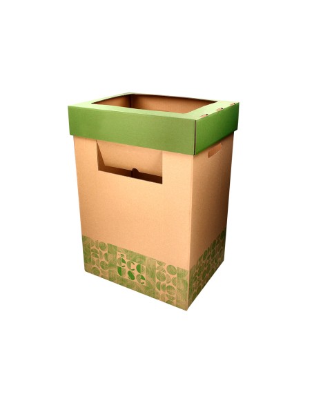 Contenedor papelera reciclaje liderpapel ecouse carton 100% reciclado y reciclable 70 litros 450x350x650 mm
