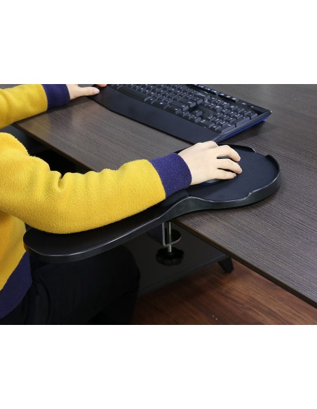 Reposabrazos ergonomico q-connect con alfombrilla de raton y apoyo de muñeca color negro 220x140x480 mm