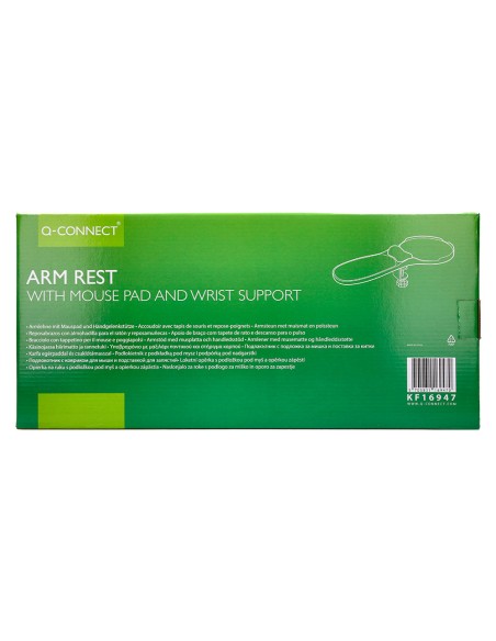 Reposabrazos ergonomico q-connect con alfombrilla de raton y apoyo de muñeca color negro 220x140x480 mm