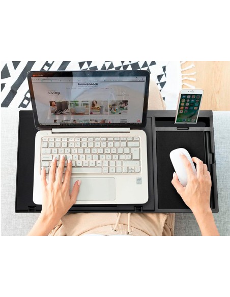 Soporte q-connect ancho para portatil movil raton hasta 17\" ajustable 7 angulos diferentes color negro