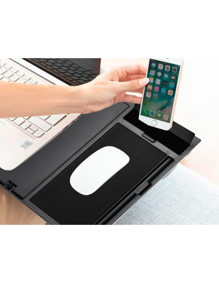 Soporte q-connect ancho para portatil movil raton hasta 17\" ajustable 7 angulos diferentes color negro