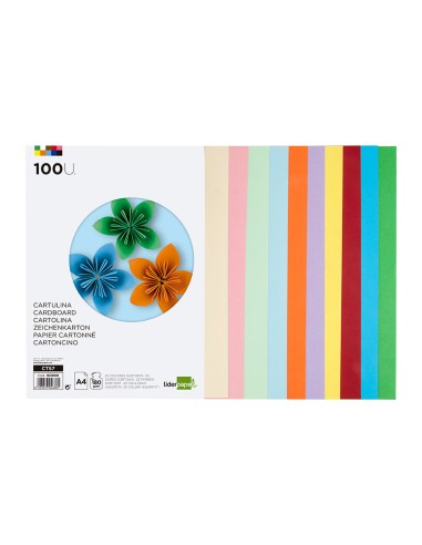 Cartulina liderpapel a4 180g/m2 25 colores...