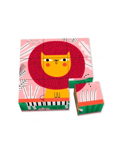 Puzle goula cubos de carton animales selva 6...