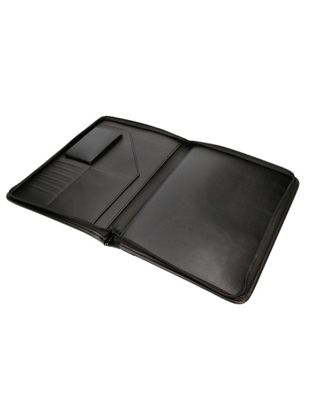 Carpeta portafolios q-connect cremallera con bolsa para movil y tarjetero color negro 260x355 mm