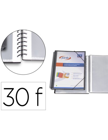 Carpeta pardo escaparate con espiral 30 fundas...