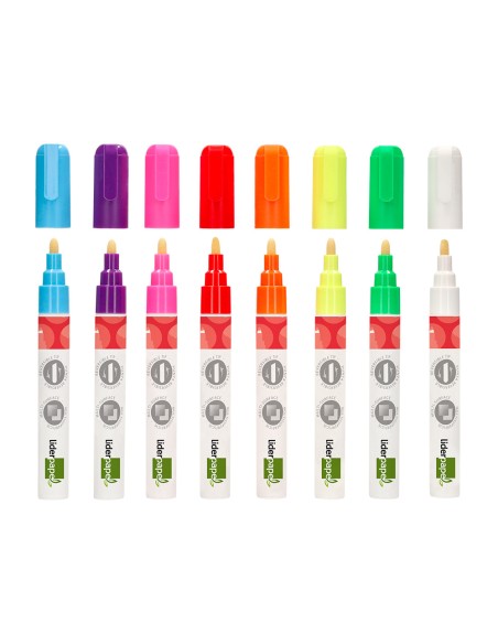 Rotulador liderpapel tiza liquida punta redonda trazo 6 mm caja de 8 unidades colores surtidos