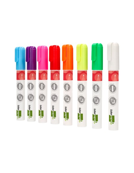 Rotulador liderpapel tiza liquida punta redonda trazo 6 mm caja de 8 unidades colores surtidos