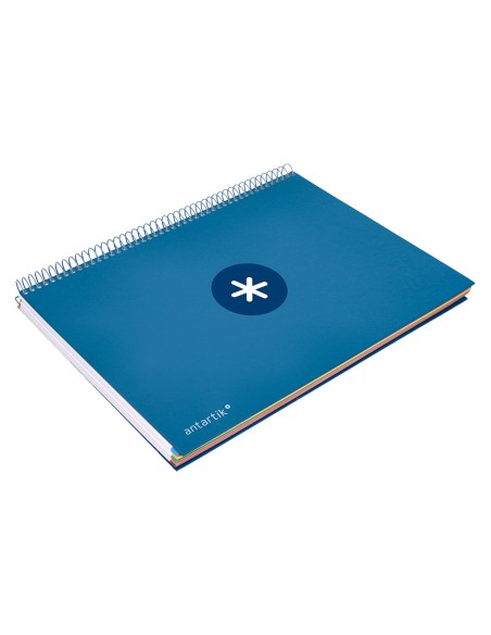 Cuaderno espiral a4 micro antartik tapa forrada 120h 90 gr horizontal 5 bandas 4 taladros color azul oscuro