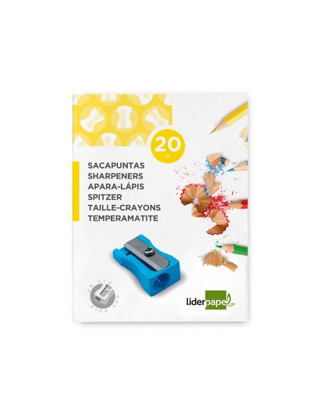 Sacapuntas liderpapel metalico cuña 1 uso color azul