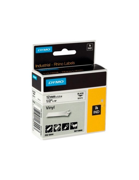 Cinta dymo vinilo blanco 12mm x 5,5mt para etiquetadora rhino