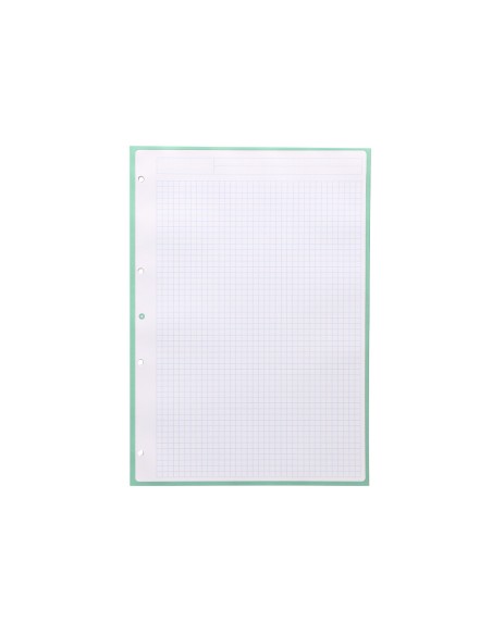 Recambio antartik a4 80 hojas 90gr cuadro 5 mm 4 taladros 1 banda marco color menta