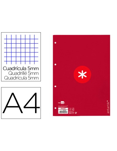 Recambio antartik a4 80 hojas 90gr cuadro 5 mm...