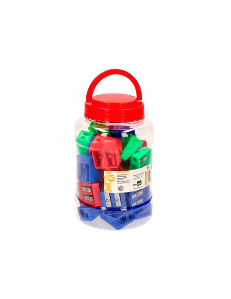Sacapuntas liderpapel plastico 2 usos colores surtidos