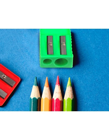 Sacapuntas liderpapel plastico 2 usos colores...